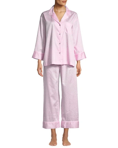 Natori Leopard-print Cotton Two-piece Pajama Set In Pink Patterned