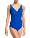 Gottex Lattice Surplice-neck Solid One-piece Swimsuit In Sapphire