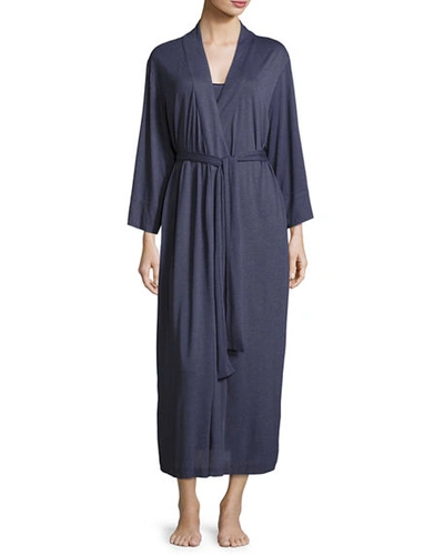 Natori Shangri-la Long Dressing Gown In Heather Night Blue
