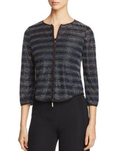 Armani Collezioni Collezioni Beaded Jacket In Blue Striped