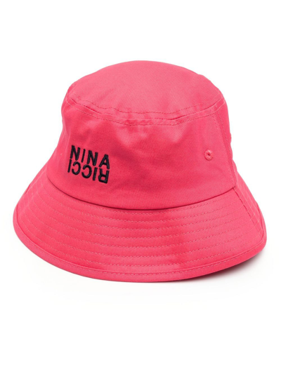 Nina Ricci Embroidered-logo Bucket Hat In Red