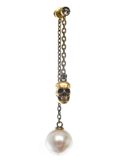 Alexander Mcqueen Embellished Skull Charm Earrings In Gold