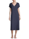 Natori Zen Floral Lace Nightgown In Heather Navy Blue