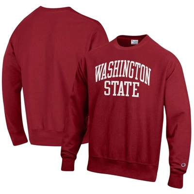 Champion Crimson Washington State Cougars Arch Reverse Weave Pullover Sweatshirt