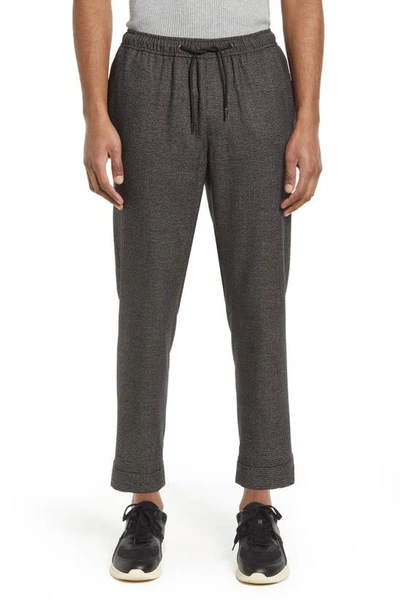 Open Edit E-waist Plaid Stretch Pants In Grey Mini Houndstooth