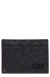 Ferragamo Revival Bicolor Leather Card Case With Id Window In Nero