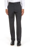 Zanella Devon Flat Front Classic Fit Solid Wool Serge Dress Pants In Dark Grey