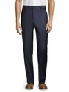 Zanella Devon Flat Front Classic Fit Solid Wool Serge Dress Pants In Blue