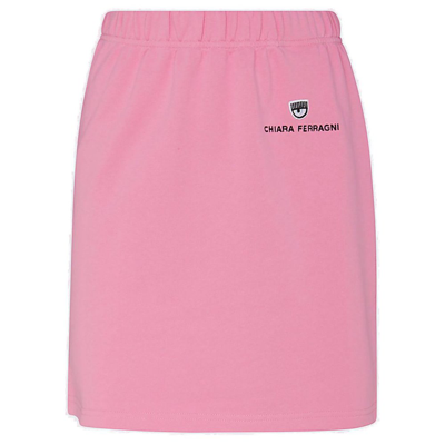 Chiara Ferragni Logo Embroidered Pencil Skirt In Pink
