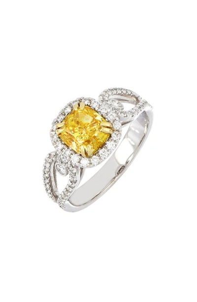 Bony Levy Cushion Yellow Diamond Ring In Yellow Diamond/ White And Yell
