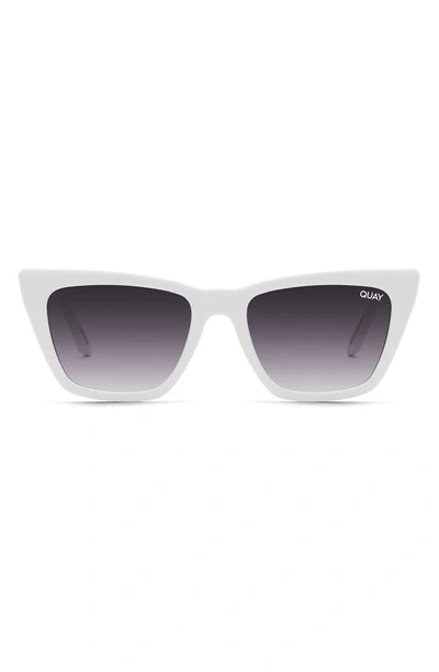 Quay X Paris Call The Shots 40mm Gradient Cat Eye Sunglasses In White / Smoke