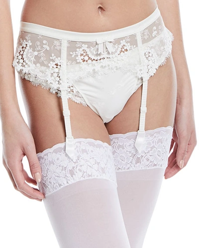 Simone Perele Wish Lace Suspenders Garter Belt In Ivory