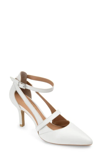 Journee Signature Vallerie Pointed Toe Pump In White Leather
