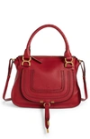 Chloé Medium Marcie Calfskin Leather Satchel In Smoked Red