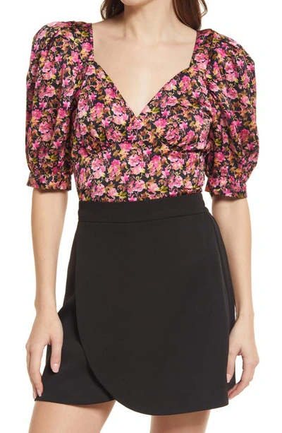 Vero Moda Elly Floral Print Crop Blouse In Very Berry