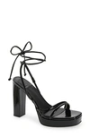 Jeffrey Campbell Presecco Sandal In Black Crinkle Patent