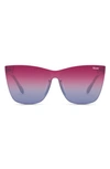 Quay Come Thru 56mm Cat Eye Sunglasses In Milky Tortoise,lime Pink Revo