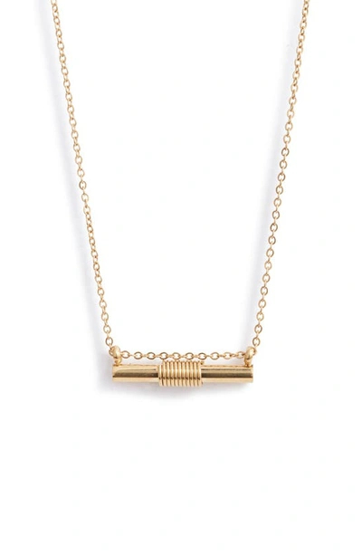 Knotty Wrapped Bar Necklace In Gold