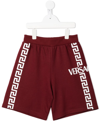 Versace Boys Teen Red Cotton Greca Shorts