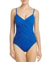 Gottex Lattice V Neck One Piece Swimsuit In Royal Blue