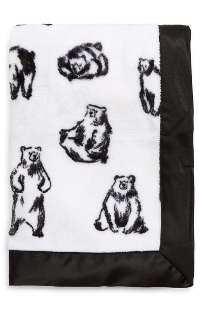 Nordstrom Baby Print Plush Blanket In White- Black Bears