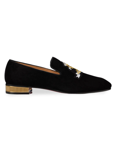 Christian Louboutin Men's Colonnaki Cruise Flat Logo Crest Loafers In Black