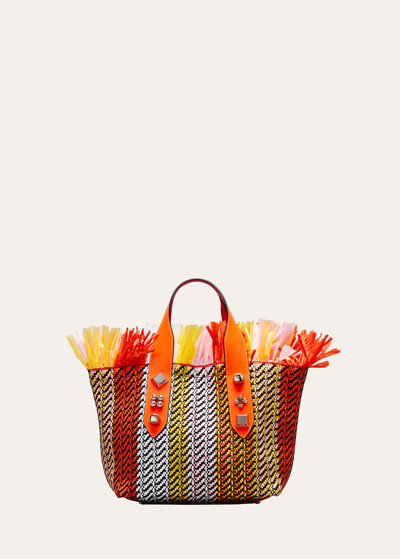Christian Louboutin Frangibus Small Fringe Woven Tote Bag In Red