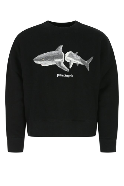 Palm Angels Embroidered-shark Motif Sweatshirt In Black