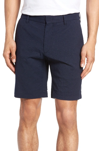 Zachary Prell Costa Seersucker Stretch-cotton Shorts, Navy