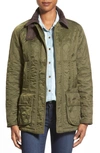 Barbour Beadnell Polarquilt Plaid-trim Utility Coat In Olive