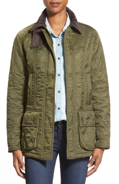 Barbour Beadnell Polarquilt Plaid-trim Utility Coat In Olive/ Olive |  ModeSens