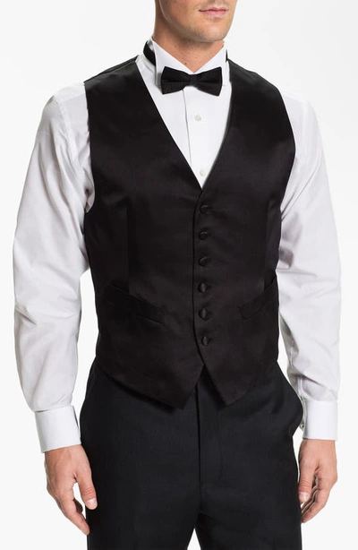 David Donahue Silk Vest In Black Satin
