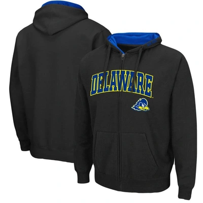Colosseum Men's Black Delaware Fightin' Blue Hens Arch Logo 3.0 Full-zip Hoodie