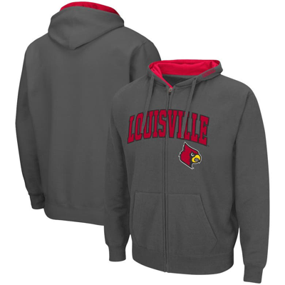 Colosseum Men's  Charcoal Louisville Cardinals Arch & Logo 3.0 Full-zip Hoodie