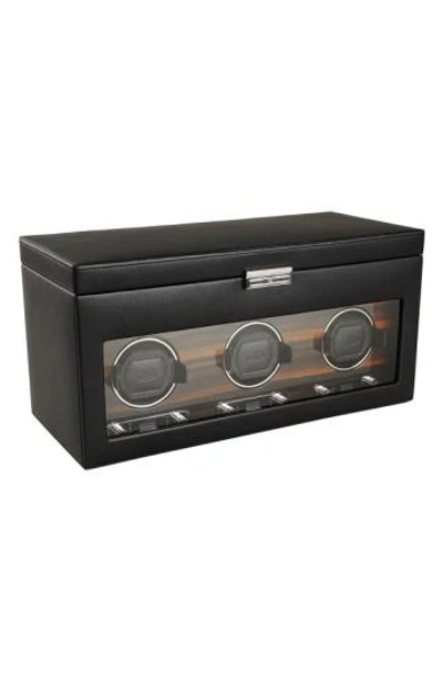 Wolf Roadster Triple Watch Winder & Case In Black