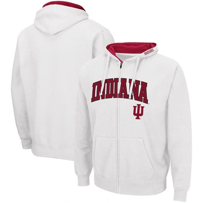 Colosseum Men's  White Indiana Hoosiers Arch And Logo 3.0 Full-zip Hoodie