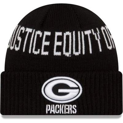 New Era Kids' Youth  Black Green Bay Packers Social Justice Cuffed Knit Hat