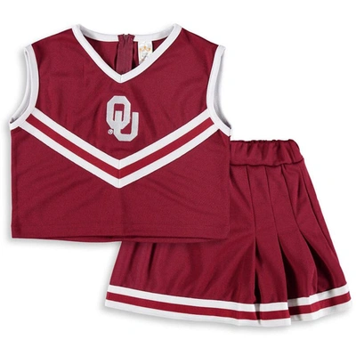 Little King Kids' Girls Youth Crimson Oklahoma Sooners Two-piece Cheer Set