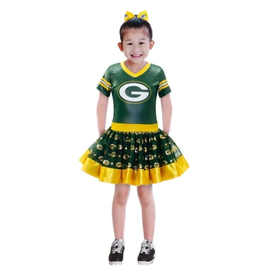 Jerry Leigh Kids' Girls Youth Green Green Bay Packers Tutu Tailgate Game Day V-neck Costume