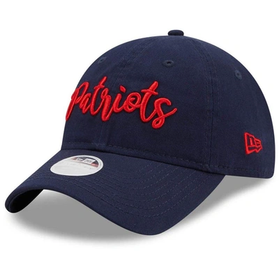 New Era Women's Navy New England Patriots Script 9twenty Adjustable Hat