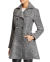 Laundry By Shelli Segal Fit-and-flare Double-breasted Coat In Black/gray