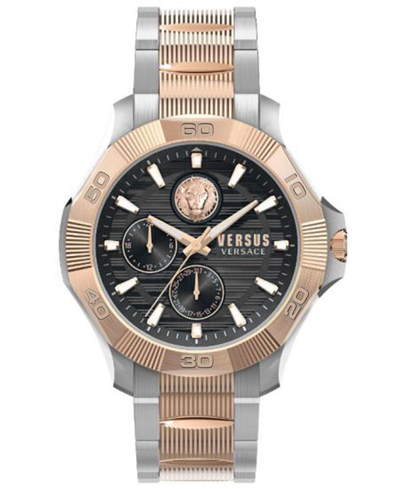 Versus Dtla Multifunction Bracelet Watch, 46mm In Black/rose Gold
