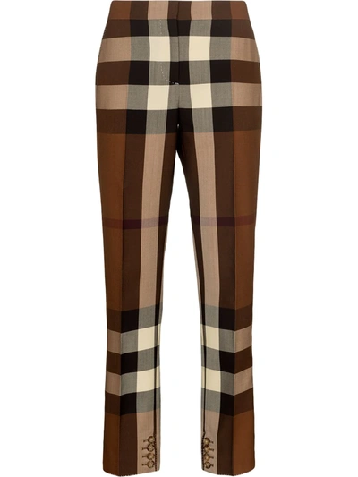 Burberry Vintage Check High-rise Wool Pants In Brown