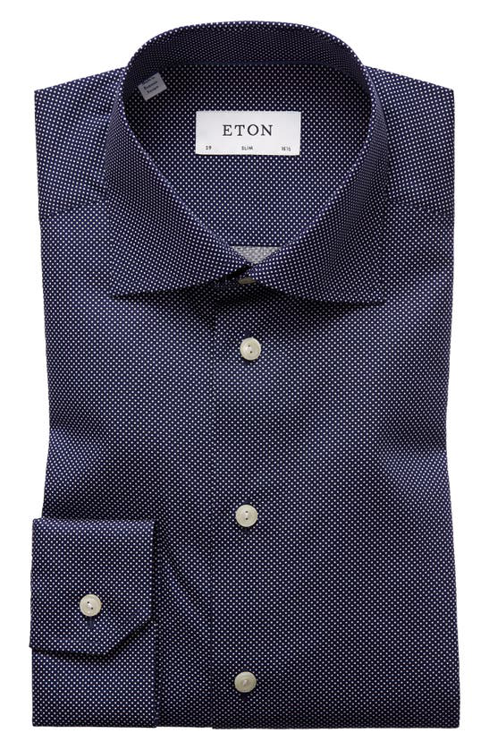 Eton Slim-fit Signature Polka Dot Dress Shirt In Blue | ModeSens