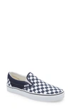 Vans Classic Slip-on Checkerboard Sneakers In Navy In Navy/white