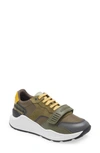 Burberry Ramsey Sneaker In Military Green/ Yellow