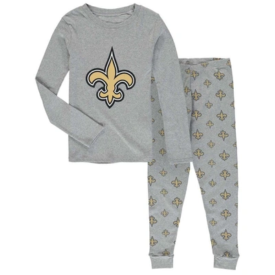 Outerstuff Kids' Youth Heathered Grey New Orleans Saints Long Sleeve T-shirt & Trousers Sleep Set