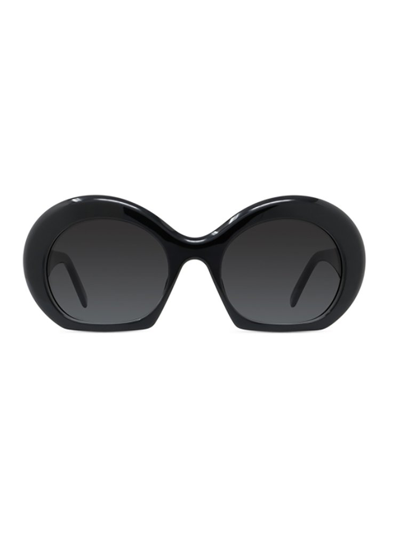 Loewe Round-frame Acetate Sunglasses In Shiny Black Gradient Smoke