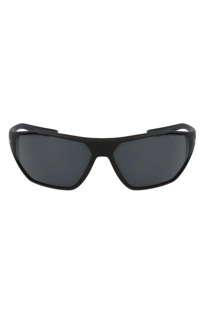 Nike Aero Swift 65mm Oversize Rectangle Sunglasses In Black,grey