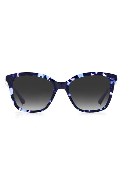 Kate Spade Reenas 53mm Gradient Polarized Cat Eye Sunglasses In Blue Havana / Grey Shaded